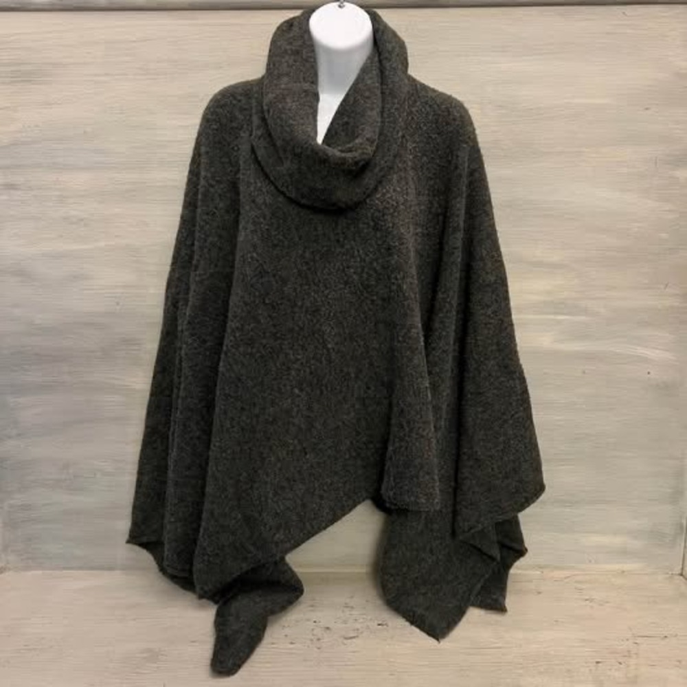 World Market Blue Gray Cowl Neck Pullover Poncho Sweater